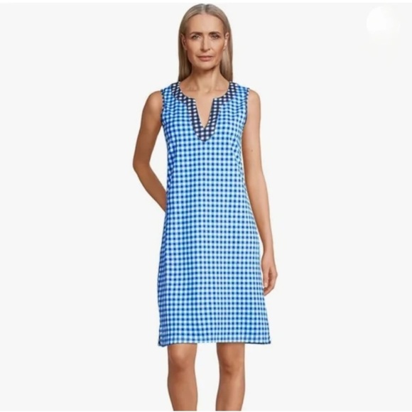 LAND'S END x DRAPER JAMES / Blue Gingham Shift Dress Size M (10-12) - Picture 1 of 10